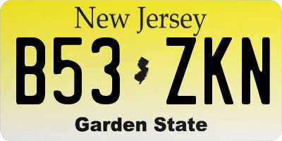 NJ license plate B53ZKN