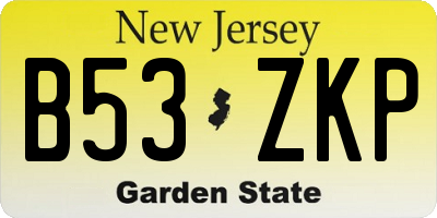 NJ license plate B53ZKP