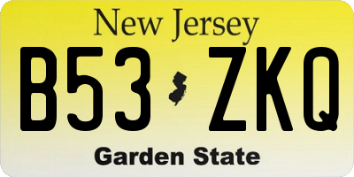 NJ license plate B53ZKQ