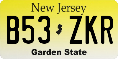 NJ license plate B53ZKR