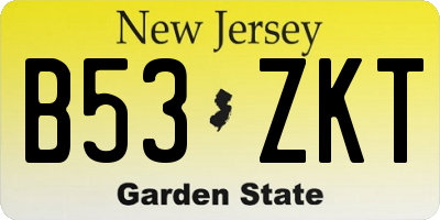 NJ license plate B53ZKT