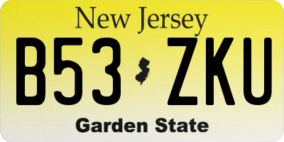 NJ license plate B53ZKU
