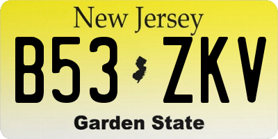 NJ license plate B53ZKV