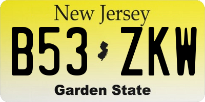 NJ license plate B53ZKW