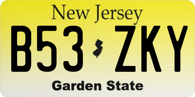 NJ license plate B53ZKY