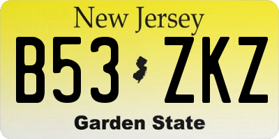 NJ license plate B53ZKZ