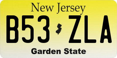 NJ license plate B53ZLA