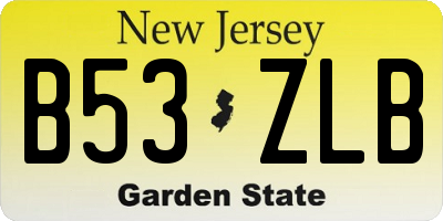NJ license plate B53ZLB