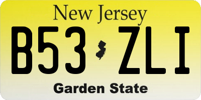 NJ license plate B53ZLI
