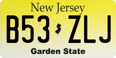 NJ license plate B53ZLJ