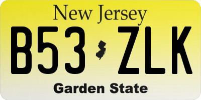 NJ license plate B53ZLK