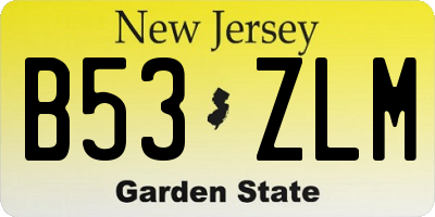 NJ license plate B53ZLM