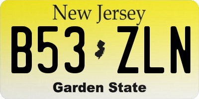 NJ license plate B53ZLN