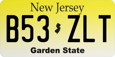 NJ license plate B53ZLT