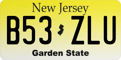 NJ license plate B53ZLU