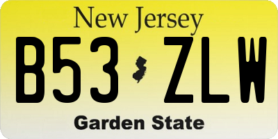 NJ license plate B53ZLW