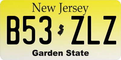 NJ license plate B53ZLZ