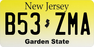 NJ license plate B53ZMA