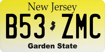 NJ license plate B53ZMC
