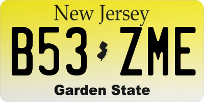 NJ license plate B53ZME