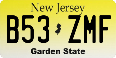 NJ license plate B53ZMF