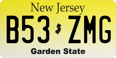 NJ license plate B53ZMG