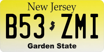 NJ license plate B53ZMI