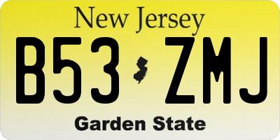 NJ license plate B53ZMJ