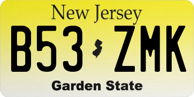 NJ license plate B53ZMK