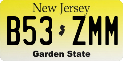 NJ license plate B53ZMM