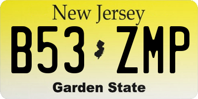 NJ license plate B53ZMP