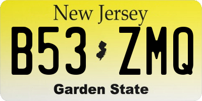 NJ license plate B53ZMQ