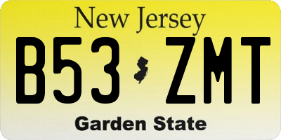 NJ license plate B53ZMT