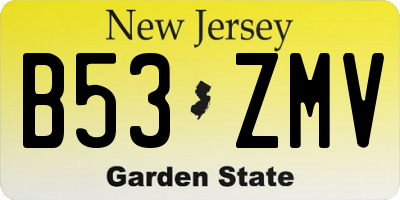 NJ license plate B53ZMV