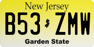 NJ license plate B53ZMW