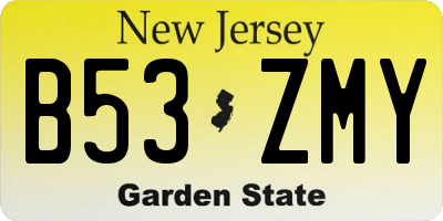 NJ license plate B53ZMY