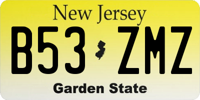 NJ license plate B53ZMZ