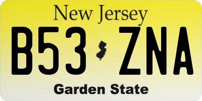 NJ license plate B53ZNA