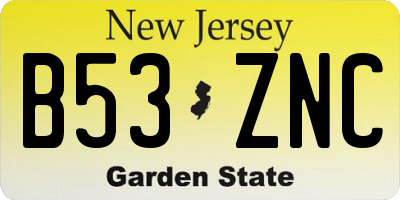 NJ license plate B53ZNC
