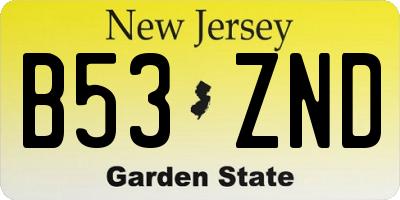 NJ license plate B53ZND