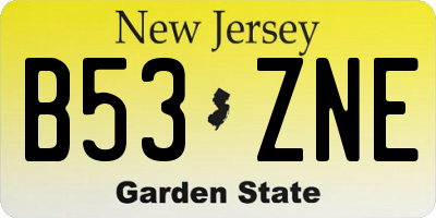 NJ license plate B53ZNE