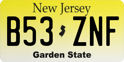 NJ license plate B53ZNF