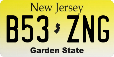 NJ license plate B53ZNG
