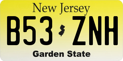 NJ license plate B53ZNH