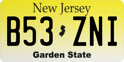 NJ license plate B53ZNI