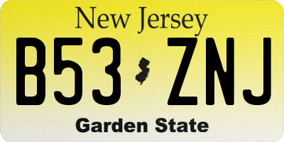 NJ license plate B53ZNJ