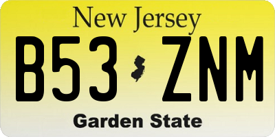 NJ license plate B53ZNM