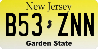 NJ license plate B53ZNN