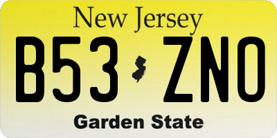 NJ license plate B53ZNO