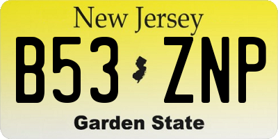 NJ license plate B53ZNP